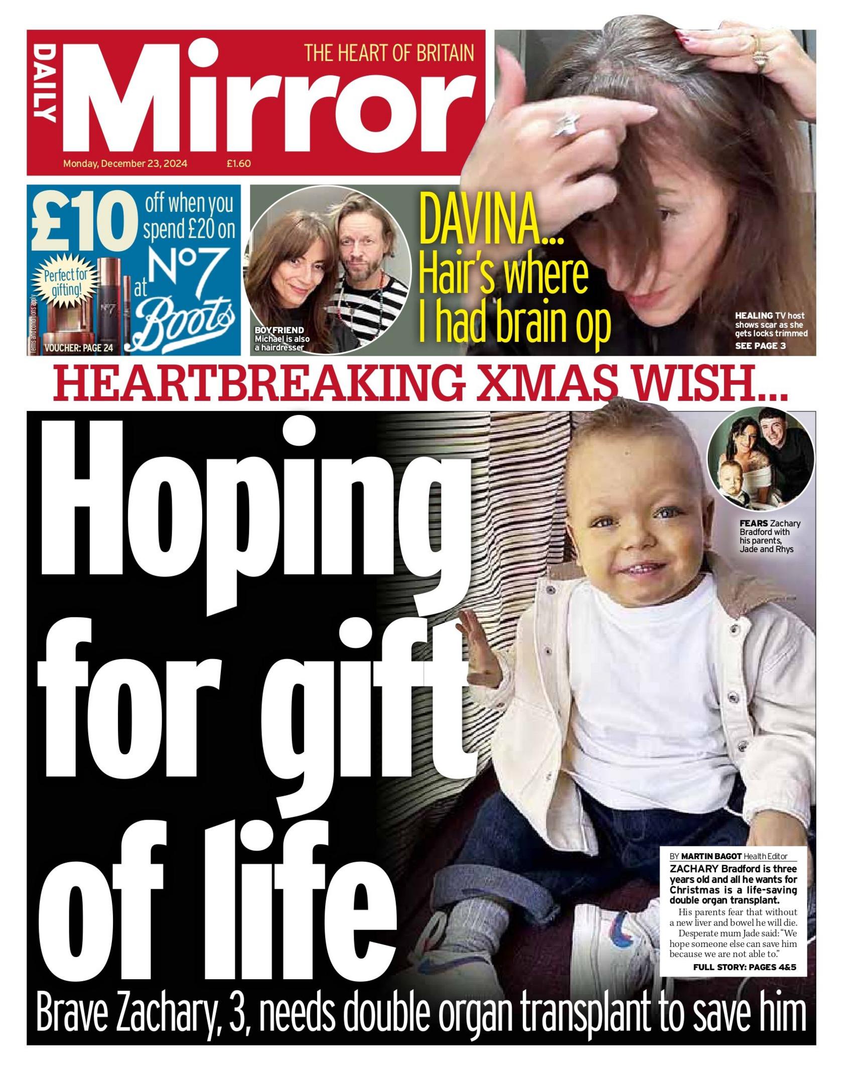 The Mirror front page