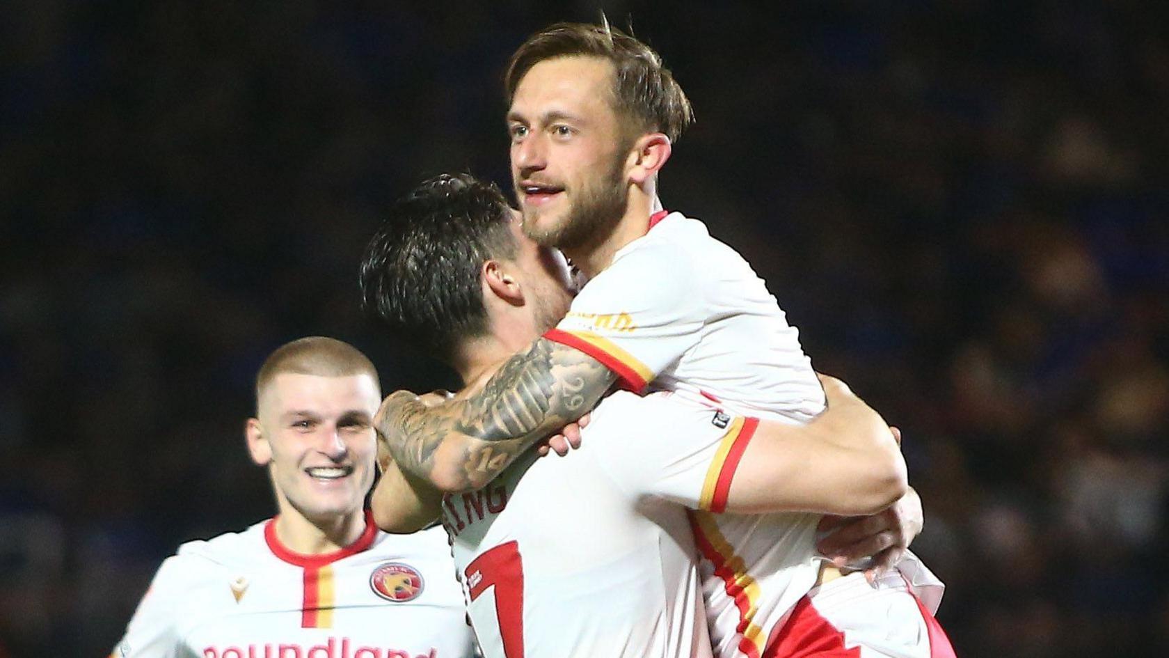 Charlie Lakin celebrates his goal for Walsall