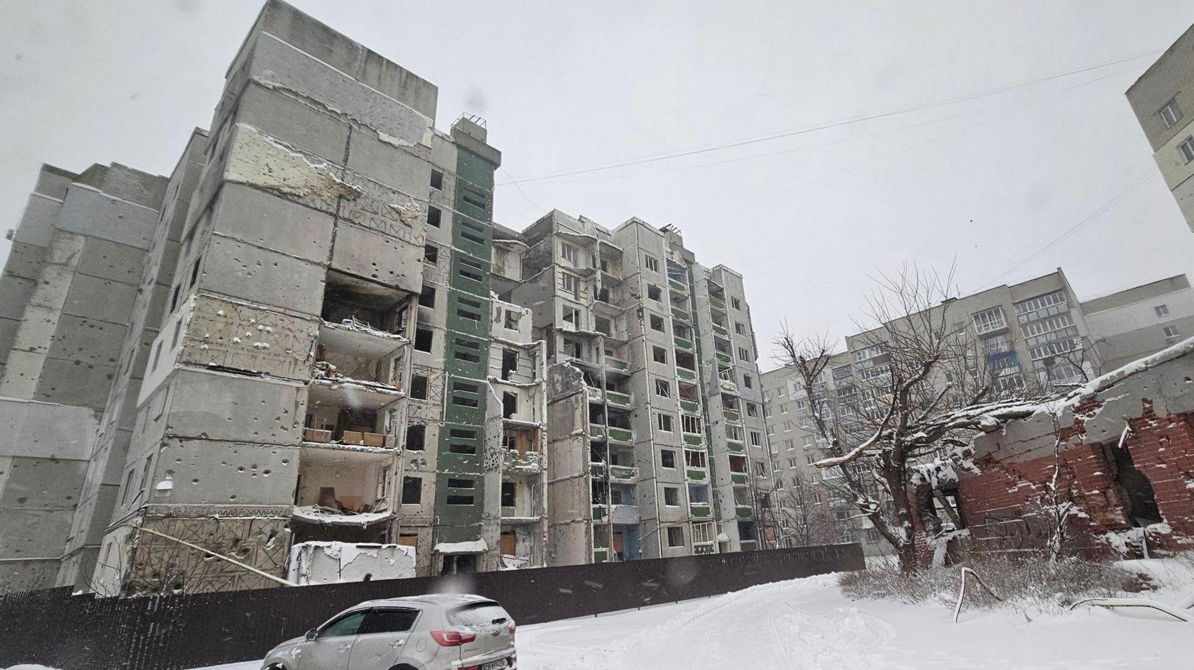 Bomb damage in Ukrainian capital of Kyiv