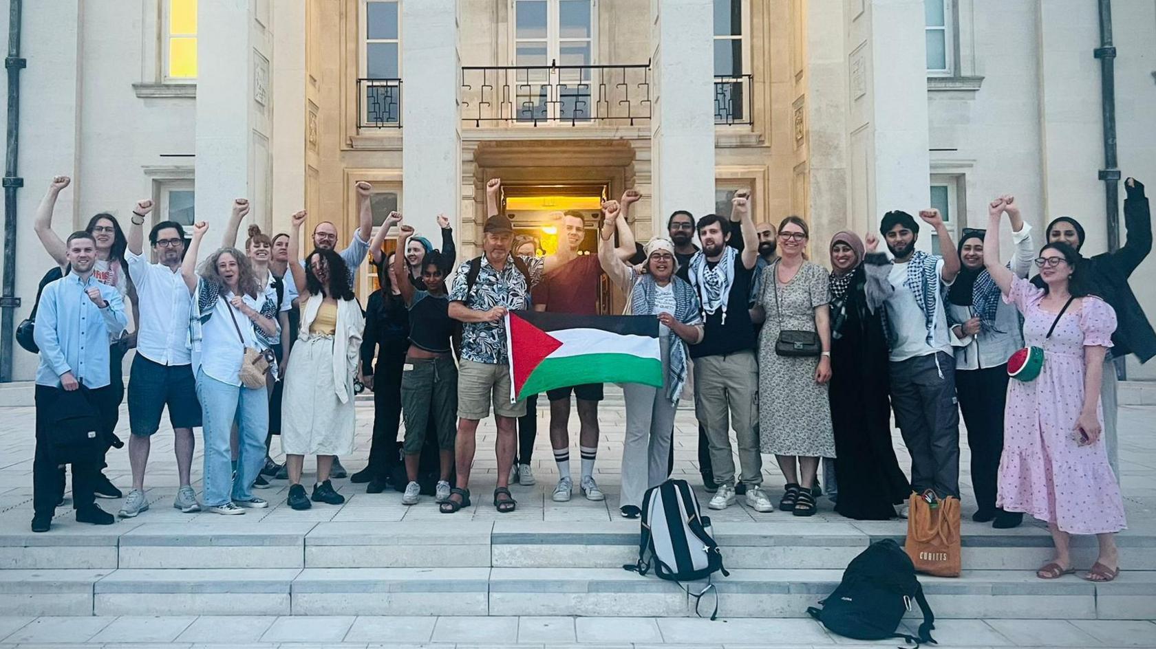 Members of Waltham Forest For a Free Palestine celebrating the council decision