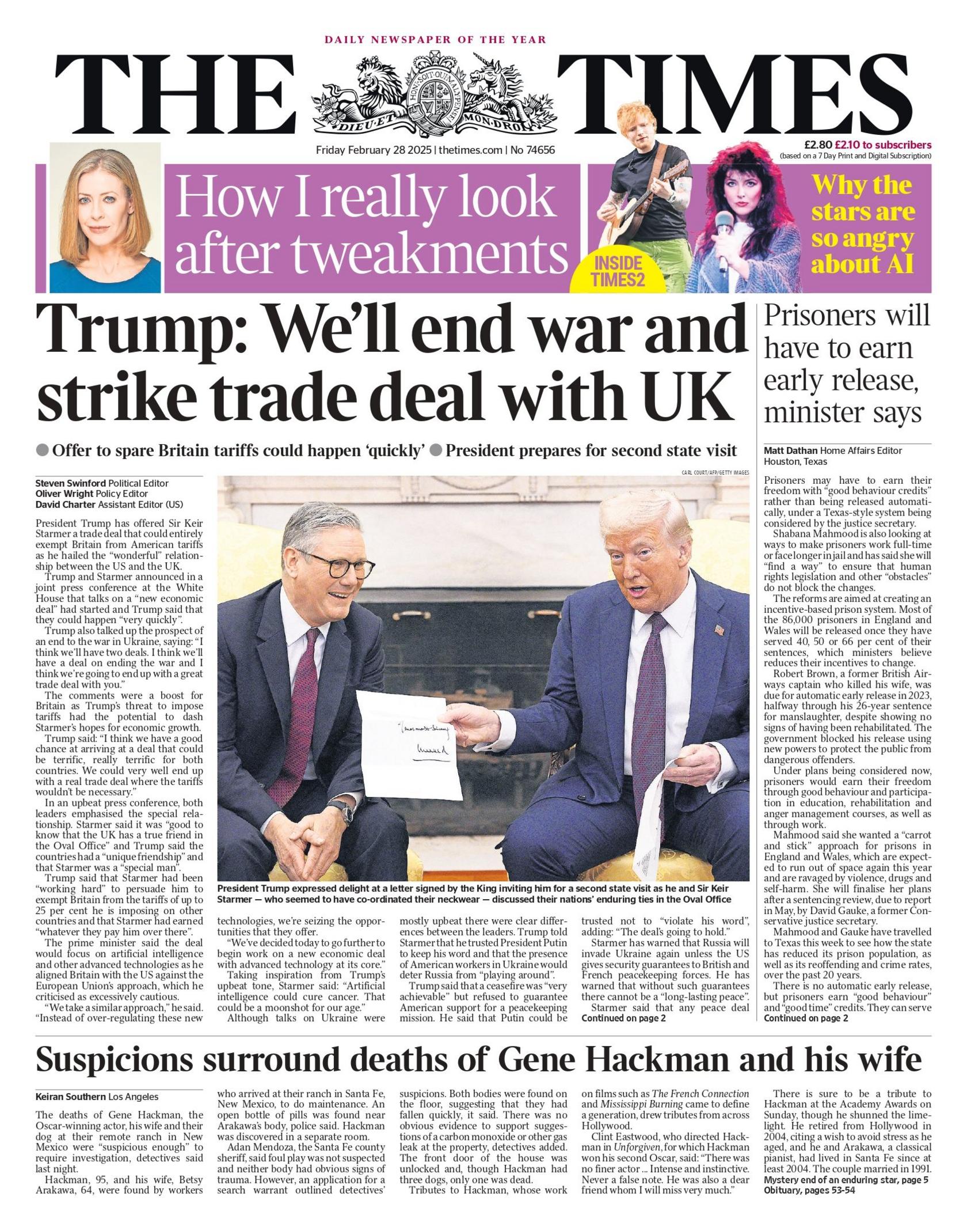 The Times front page