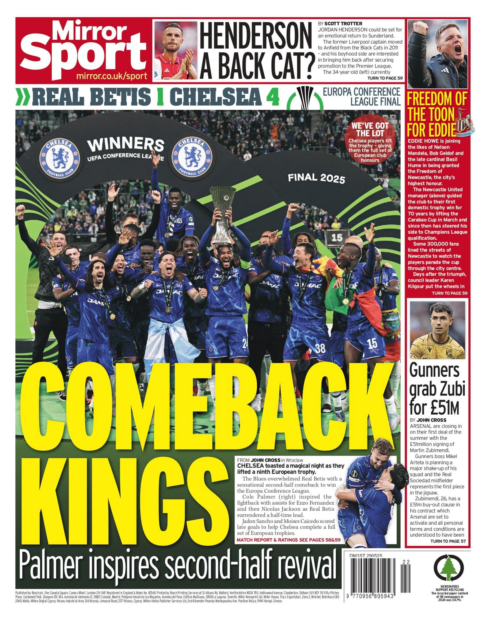 Daily Mirror back page