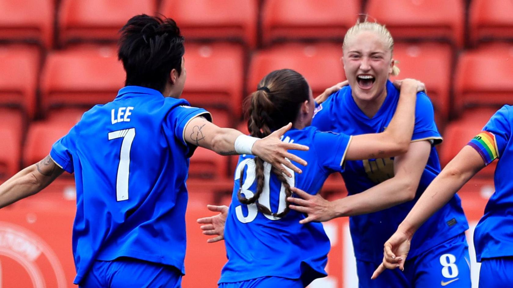 Birmingham celebrate a Wilma Leidhammar goal against Charlton in WSL 2
