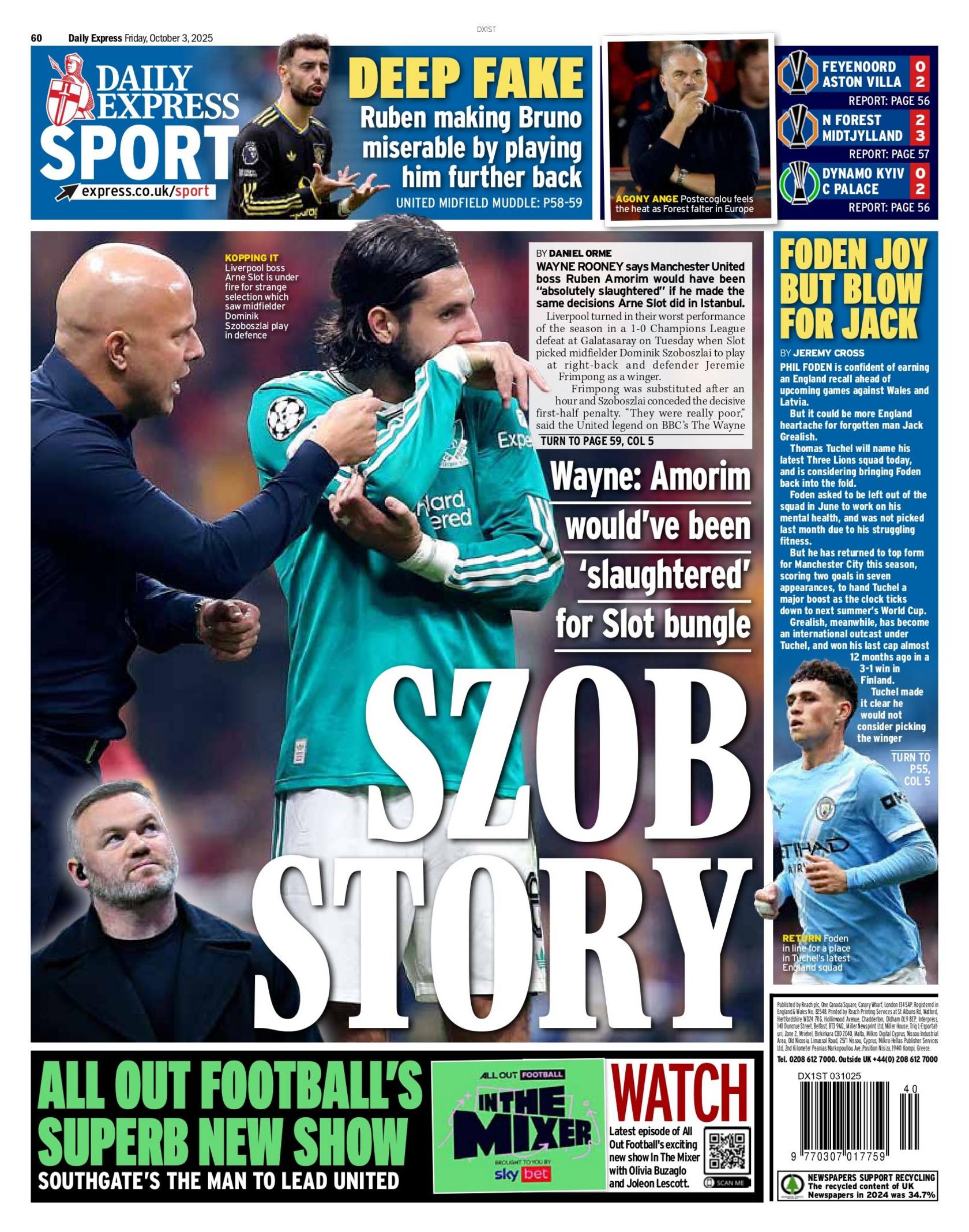 Daily Express back page