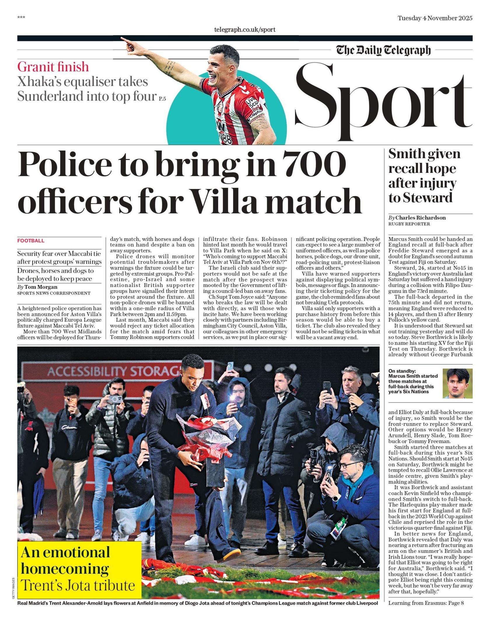 The back page of the Daily Telegraph