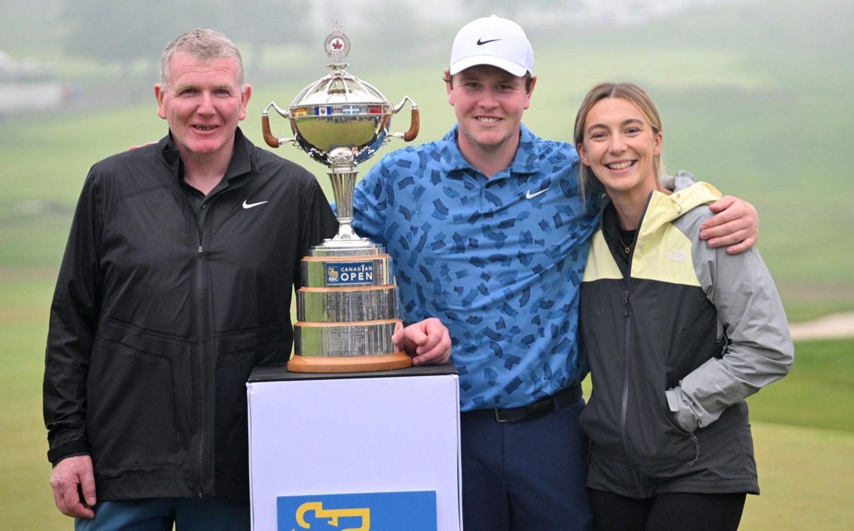 Robert MacIntyre, his father Dougie and his girlfriend Shannon Hartley