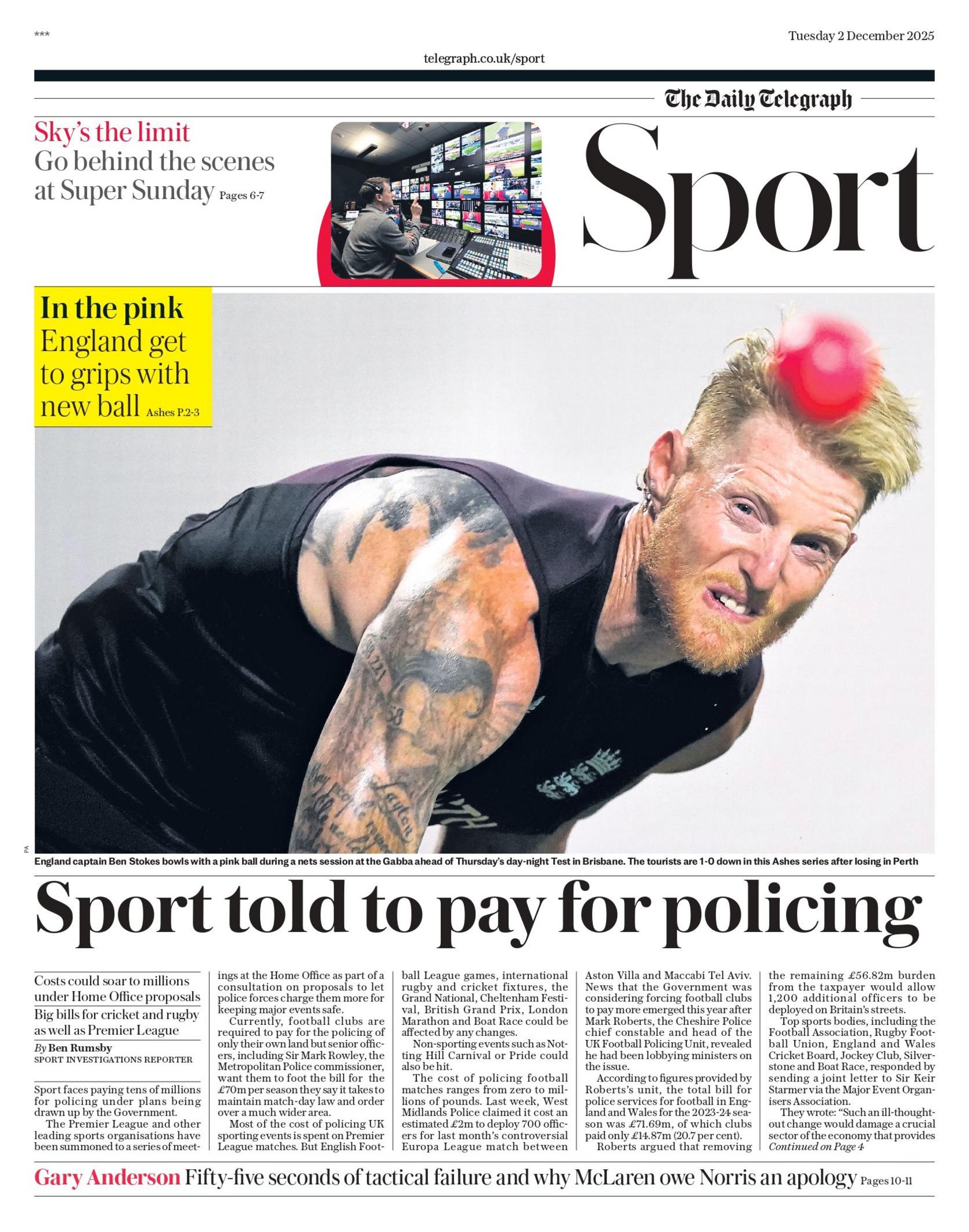 Telegraph sports section