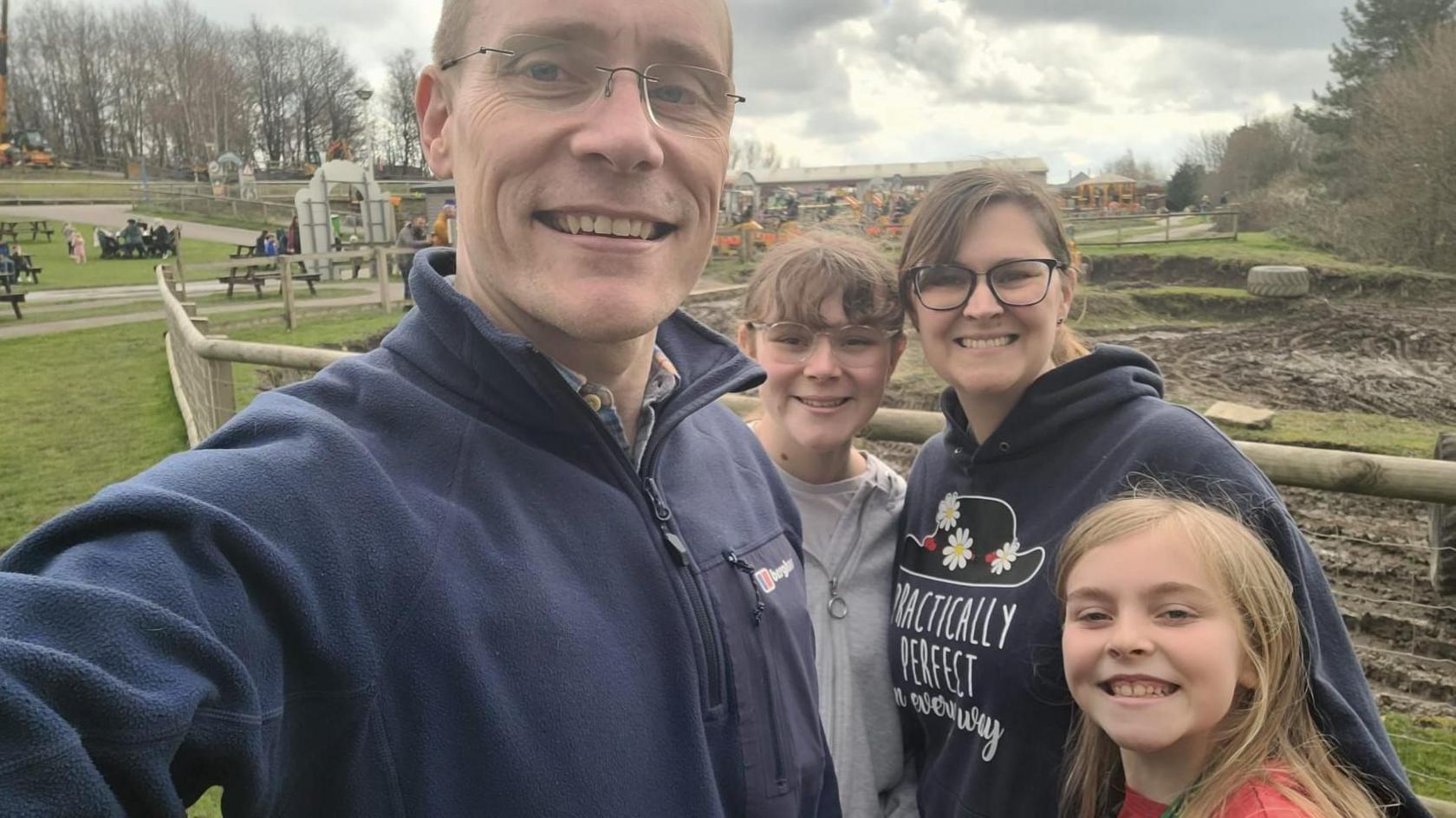 Matilda Pritchard with mum and dad Anna and Steve and sister Olivia