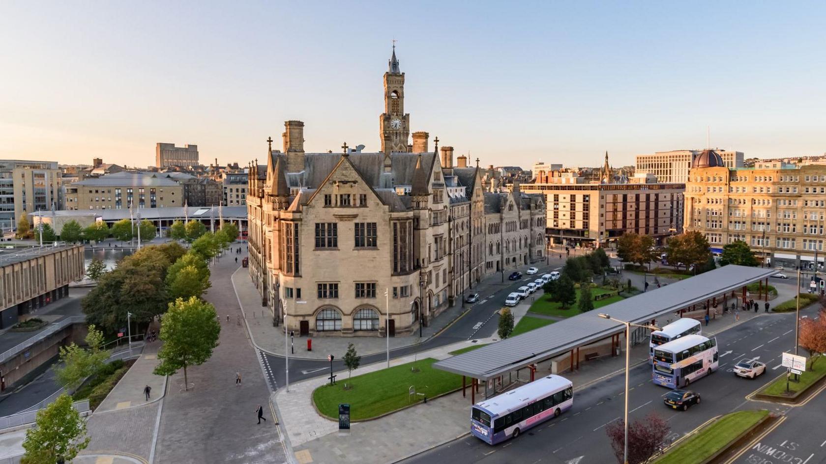 Aerial view of Bradford city centre