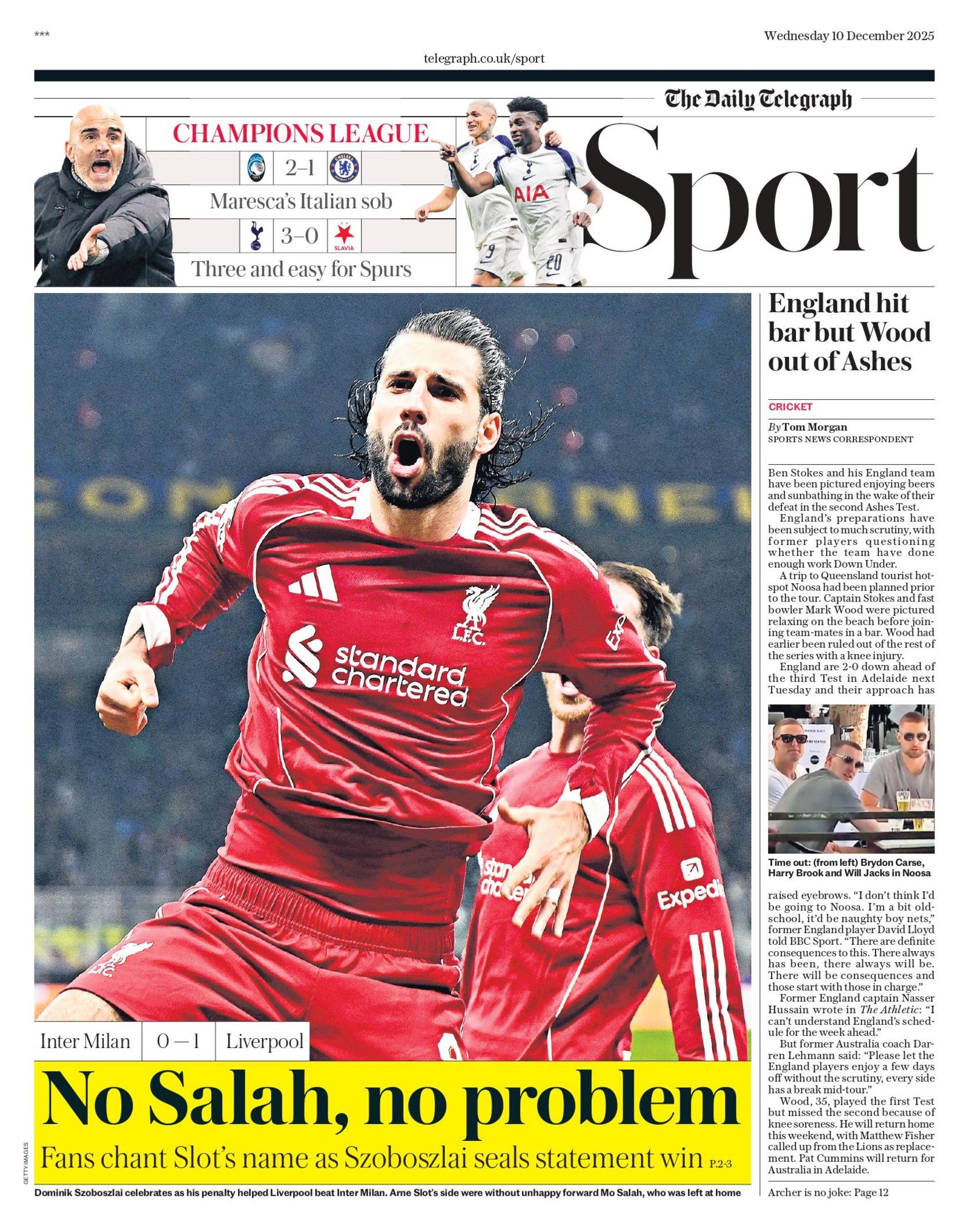 Telegraph back page