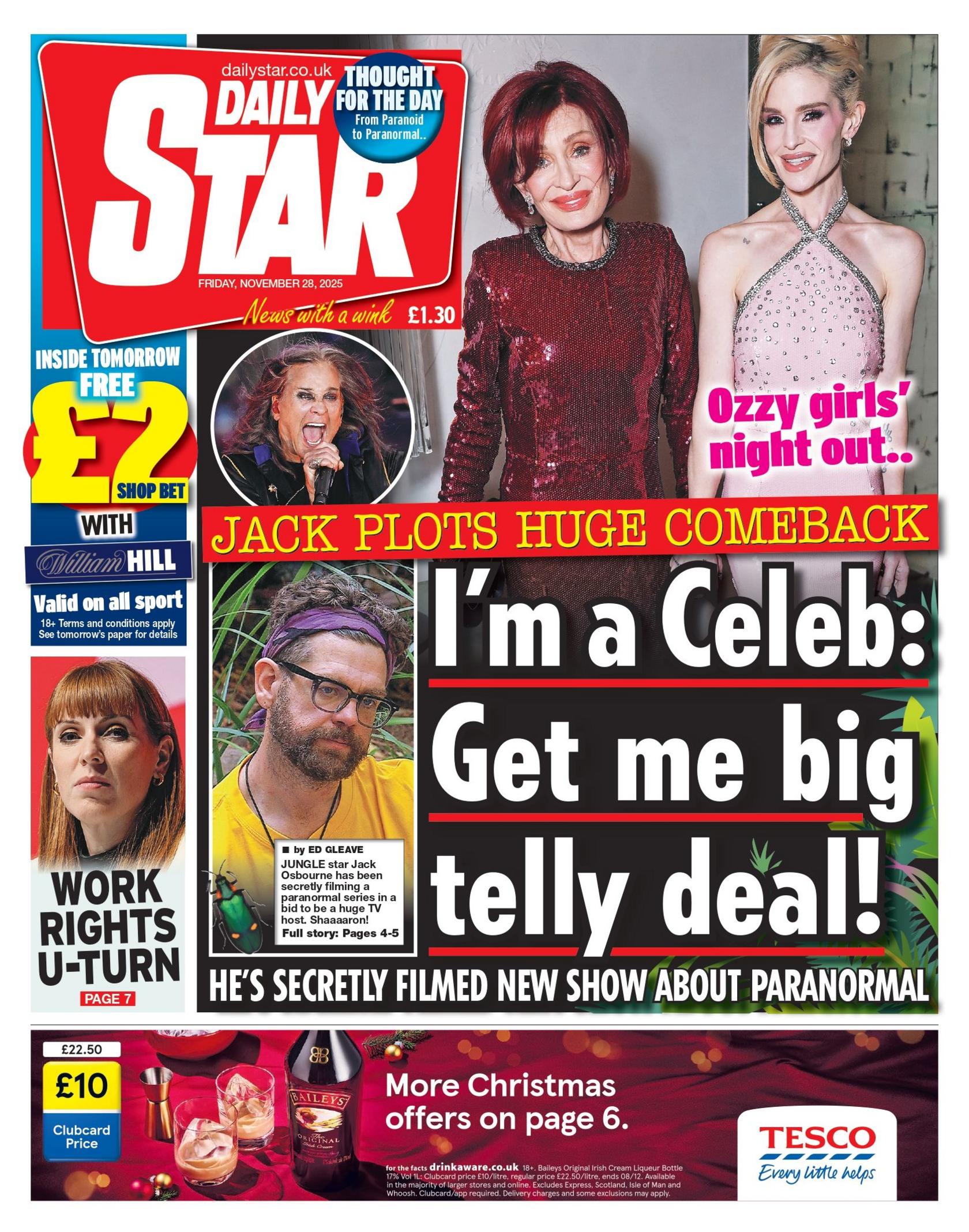 "I'm a Celeb: Get me a big telly deal!" writes the Daily Star in its front page headline.