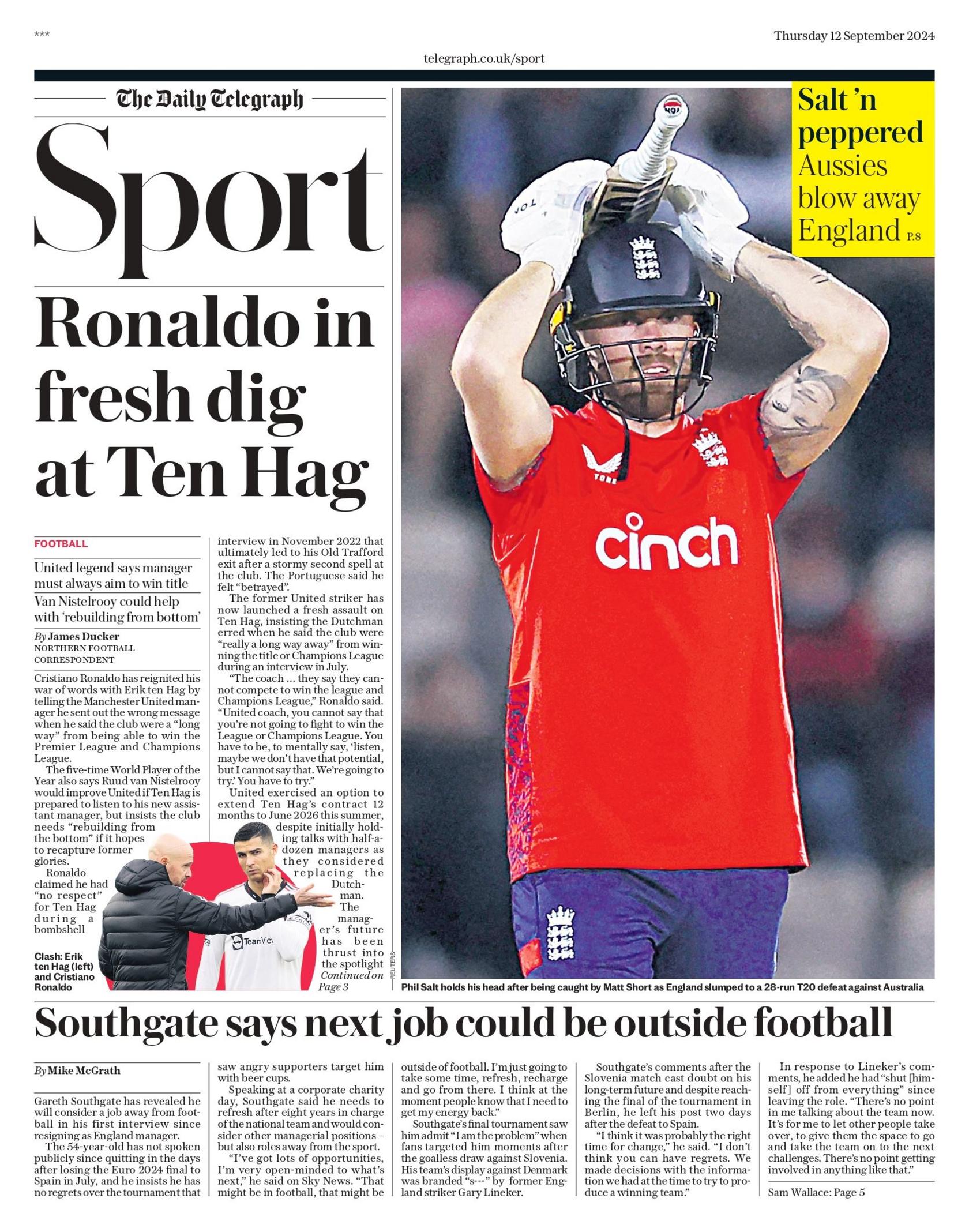 Telegraph back page