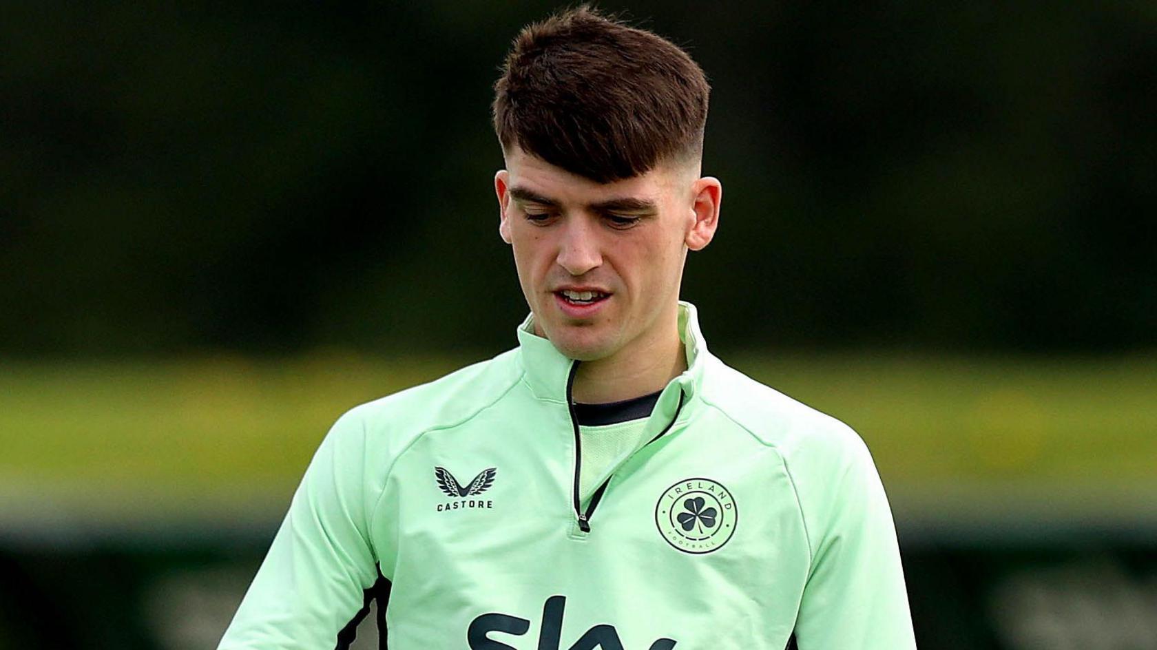 Andrew Moran warming up at a Republic of Ireland training camp in May