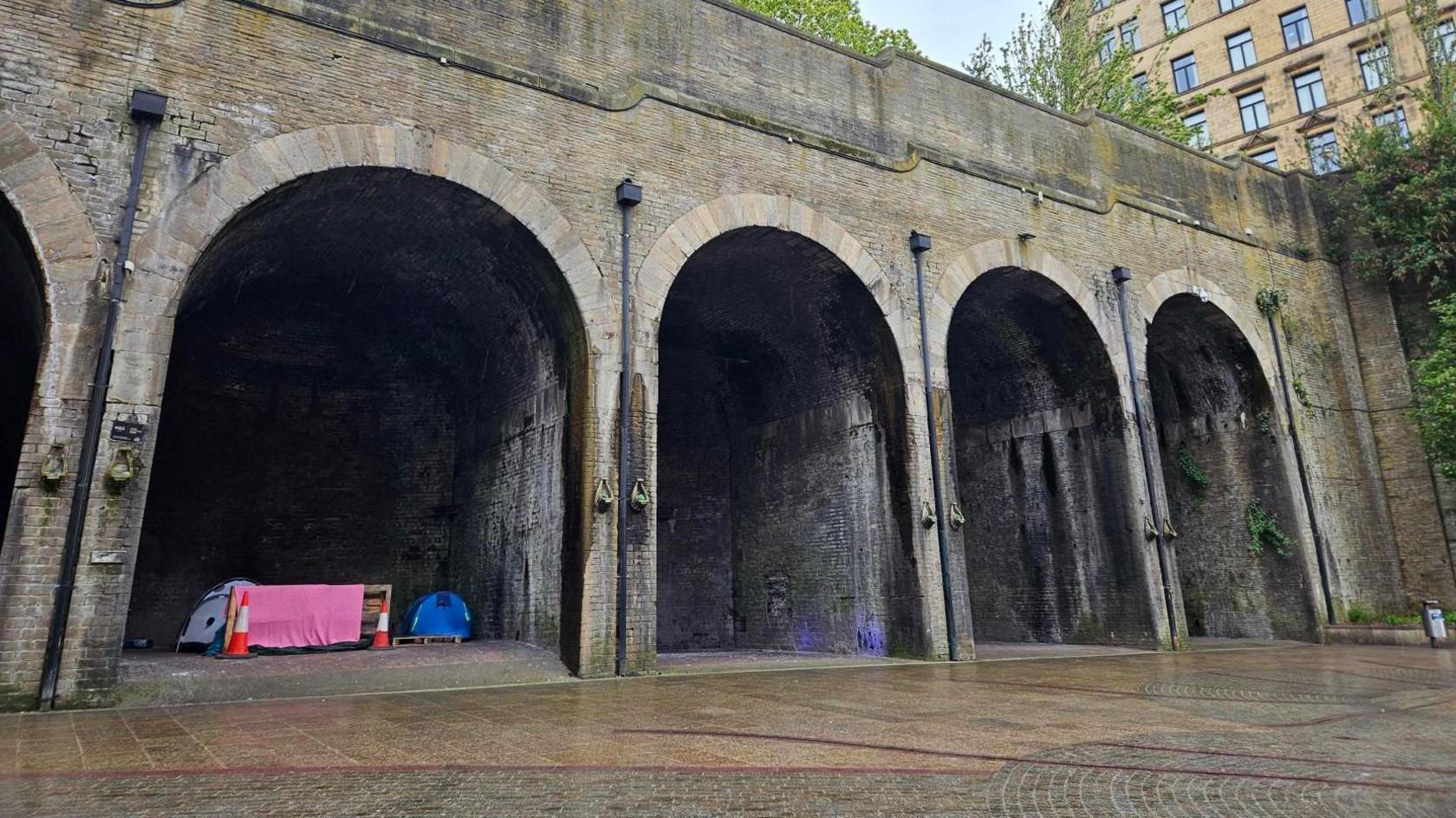 Tents in arch