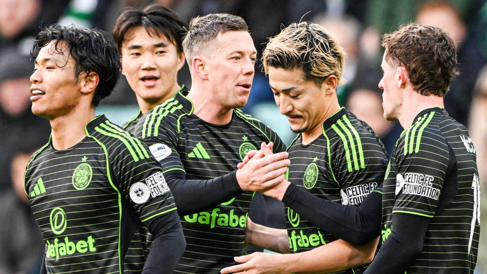 Celtic players celebrate