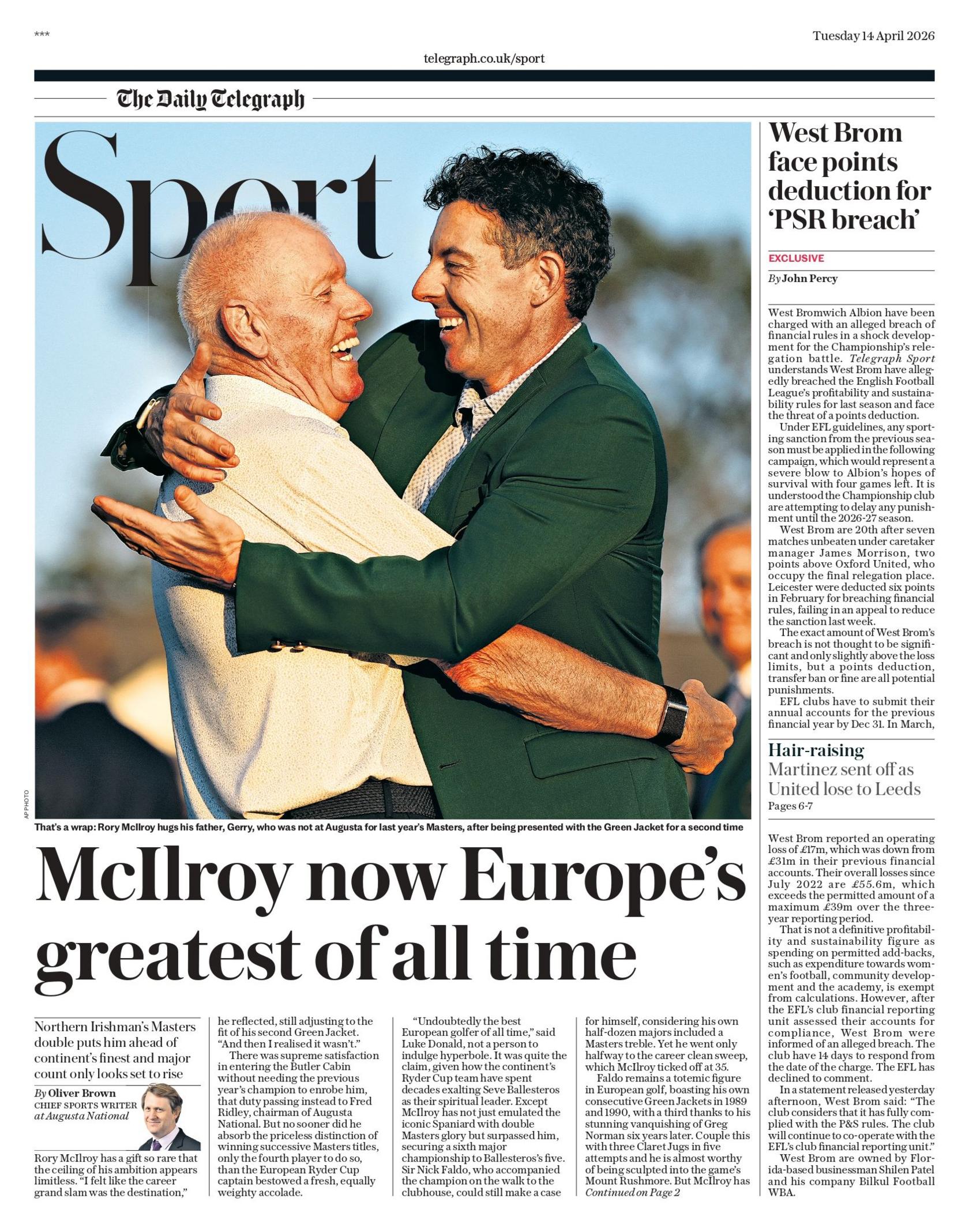 Telegraph sports section