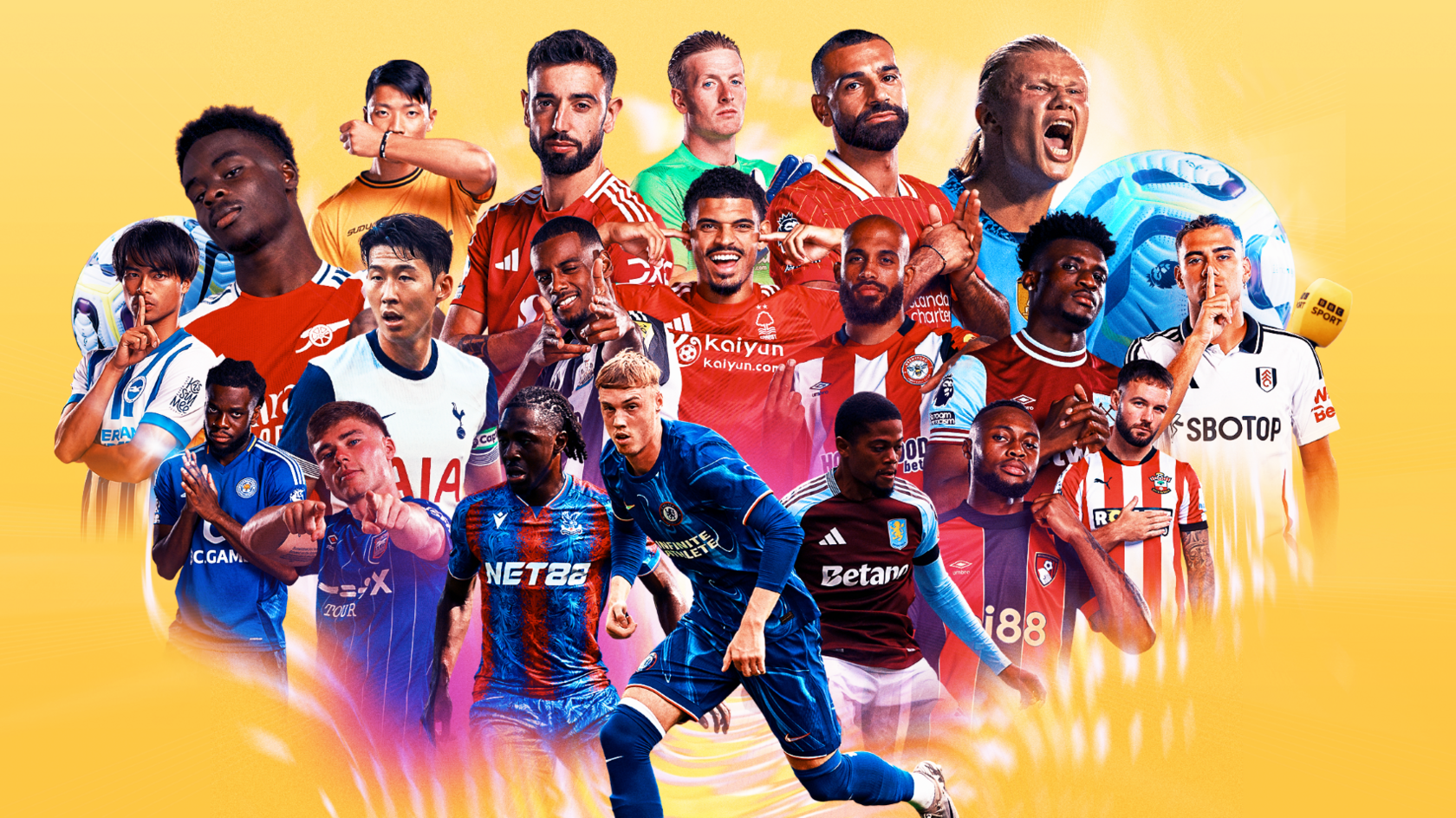 A graphic of Premier League footballers - one from each of the 20 clubs in the division in the 2024-25 season