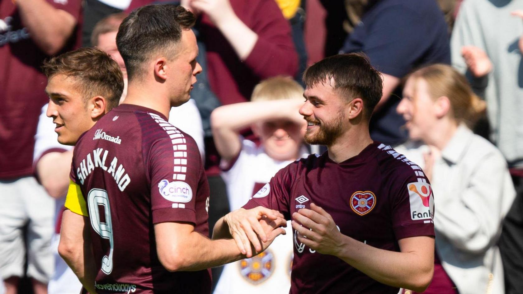 Hearts players celebrating