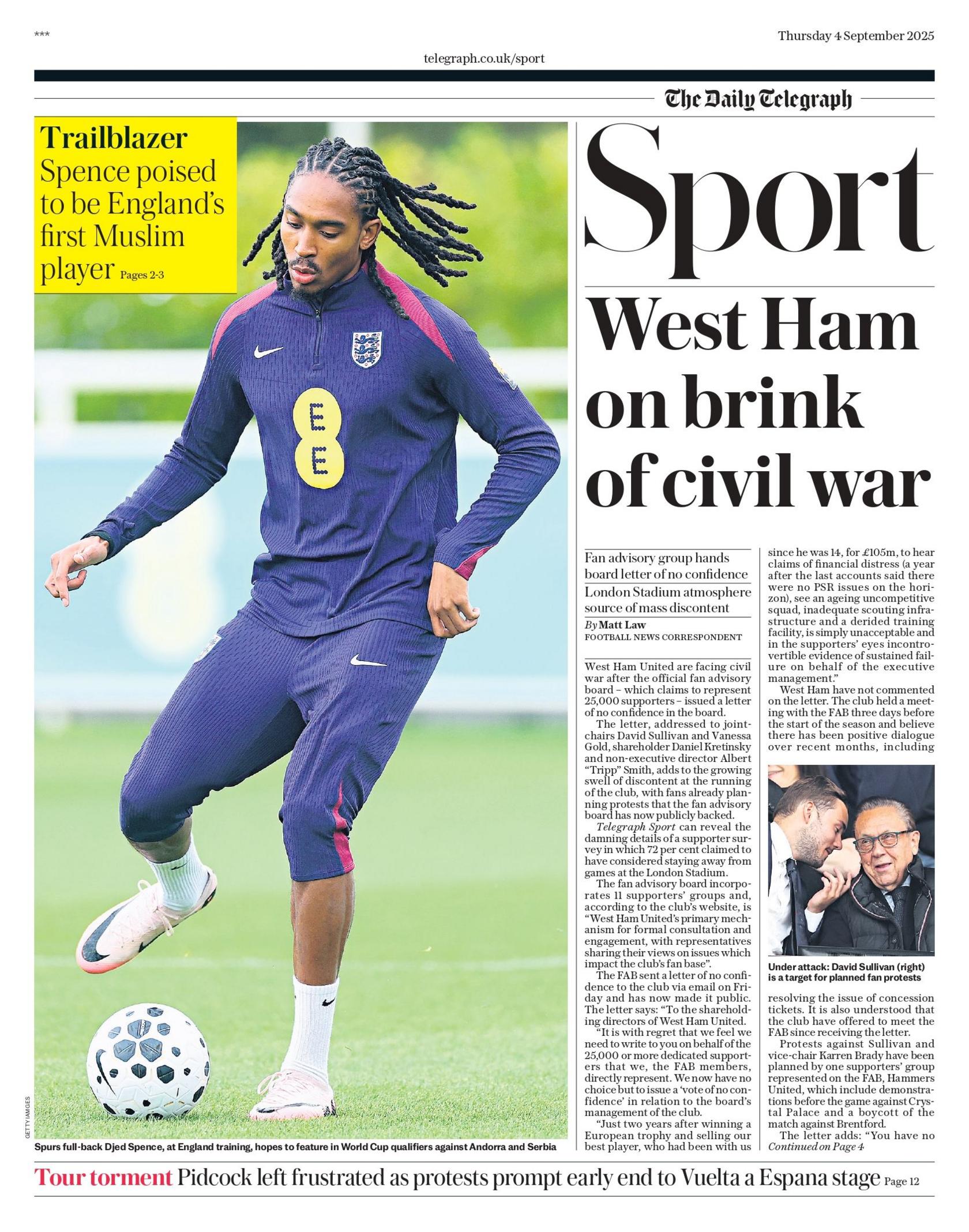 Daily Telegraph's sports section