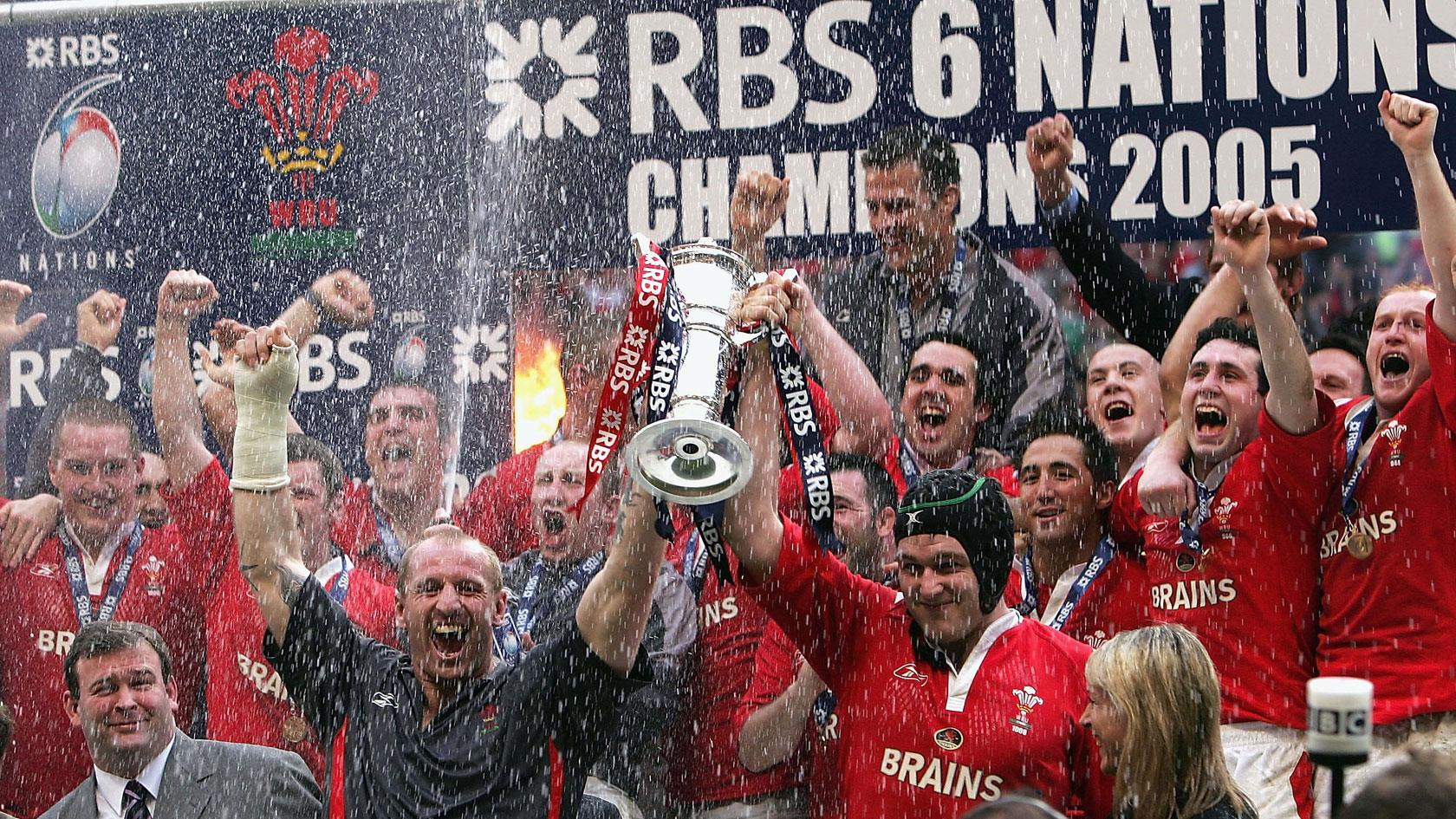 Wales celebrate winning the 2005 Six Nations Grand Slam