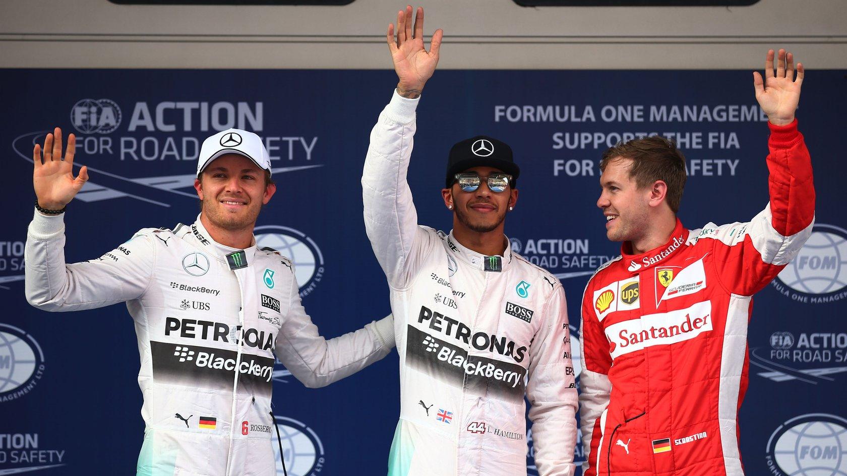 Lewis Hamilton, Nico Rosberg, Sebastian Vettel