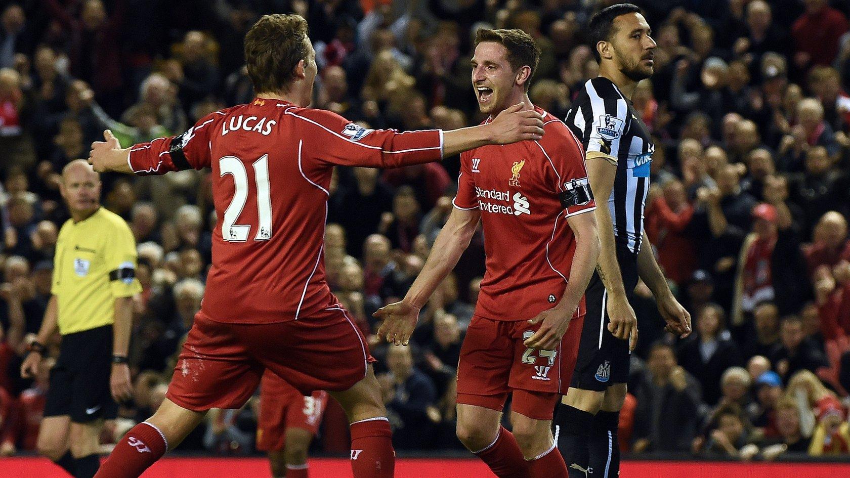 Joe Allen celebrates scoring