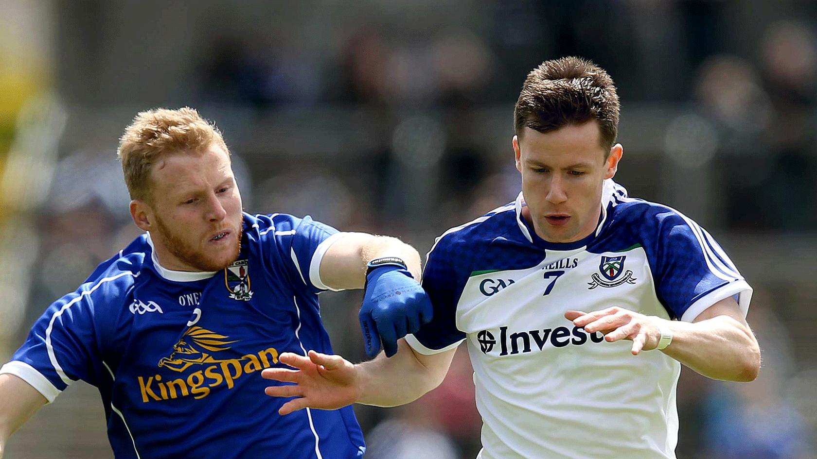 Cavan's James McEnroe and Karl O'Connell of Monaghan