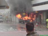 A burning jeep crashed into an airport terminal building 