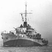 A black and white picture of the ship HMS Nith.