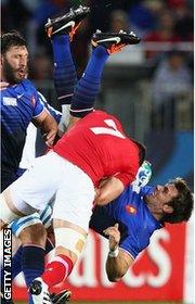 Sam Warburton was sent off for this tackle on Vincent Clerc