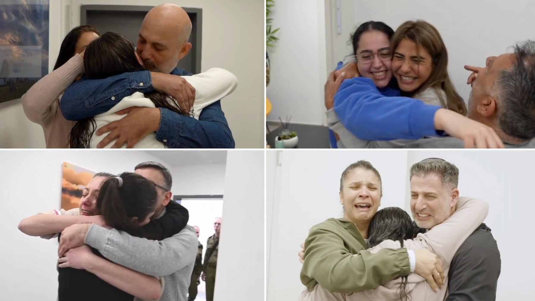 Images of the four Israeli soldiers meeting their families