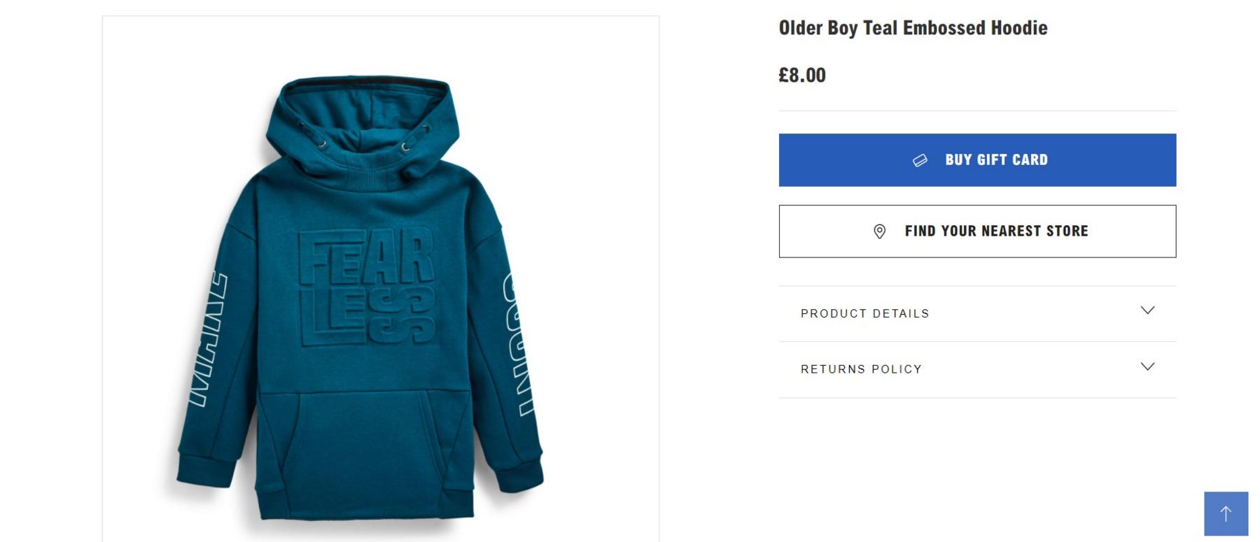 Primark "Fearless" boys' hoody