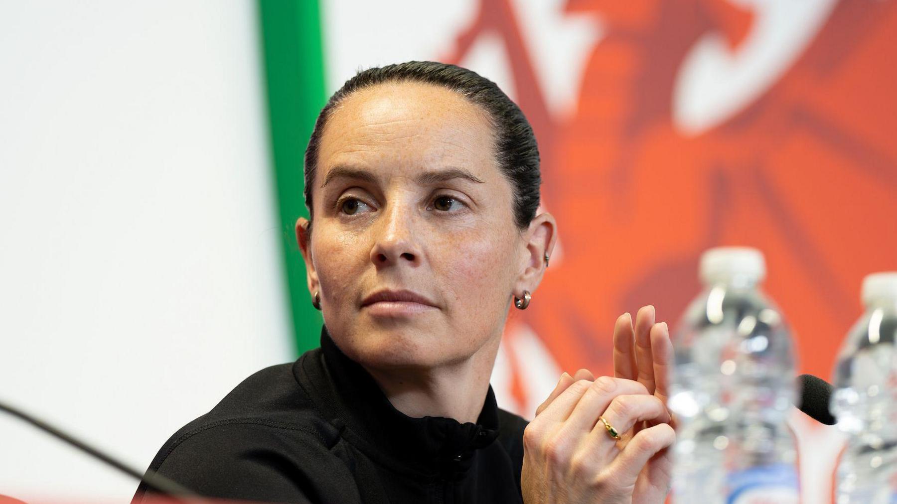 Rhian Wilkinson at a press conference 