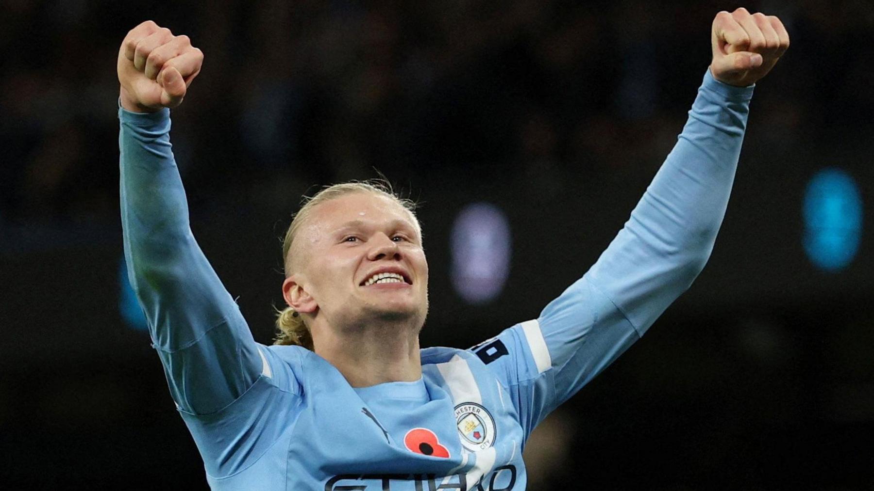 Manchester City's Erling Haaland has been in unstoppable form this season but has yet to dominate Liverpool captain Virgil van Dijk.