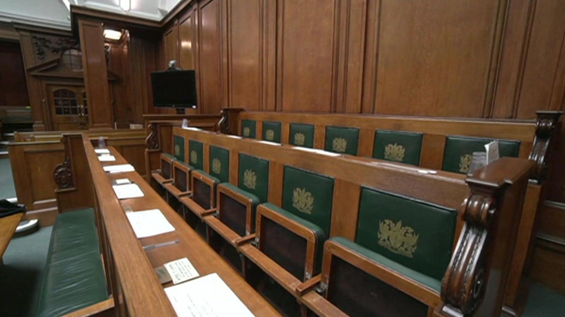 The jury box at Court One of the Old Bailey