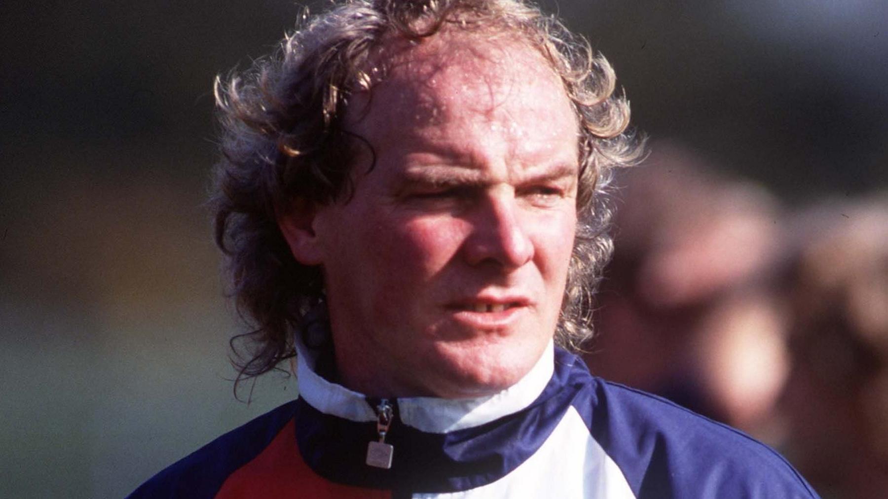 Terry Yorath looks on during a Wales training session