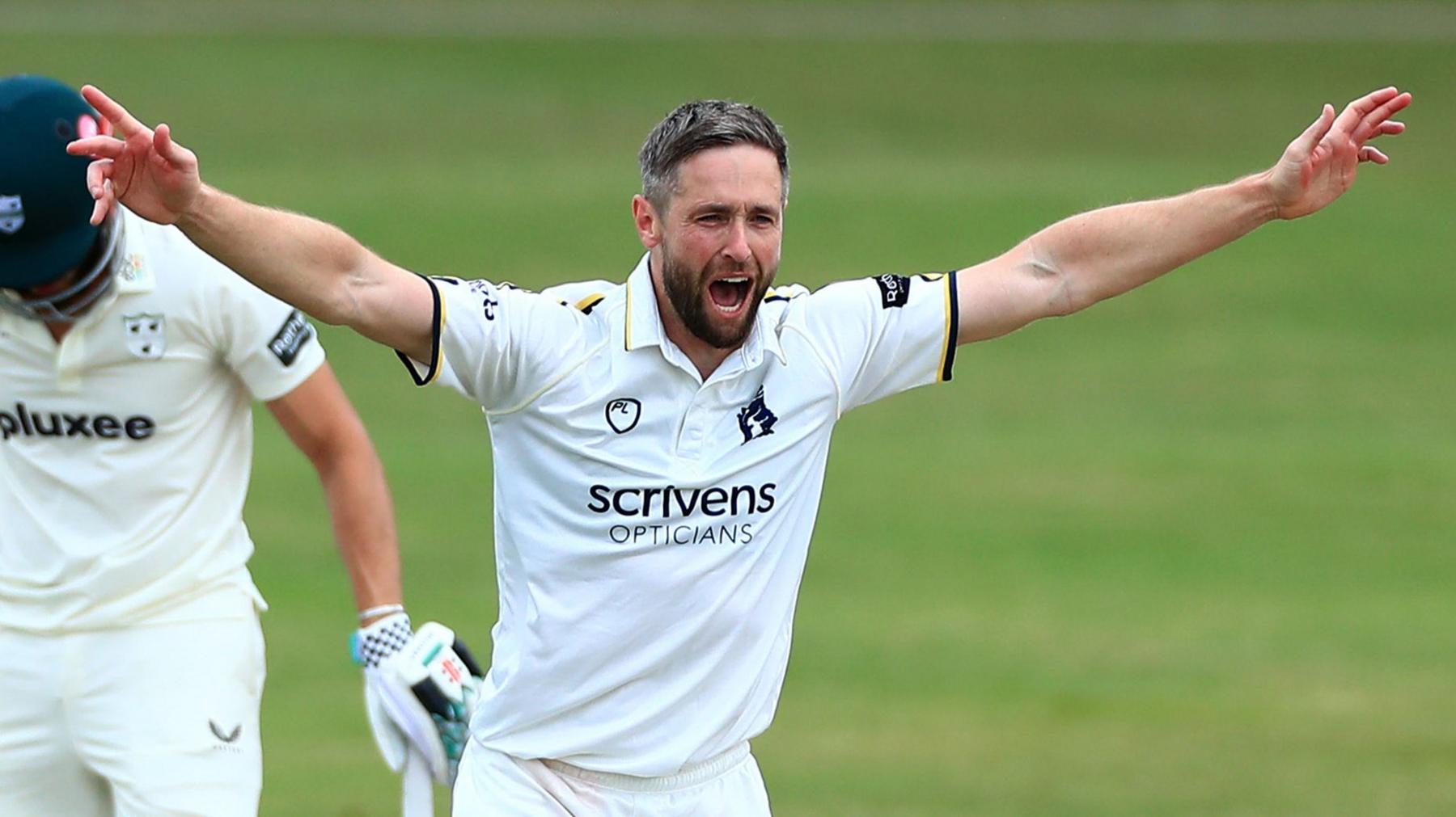 Chris Woakes celebrating a wicket