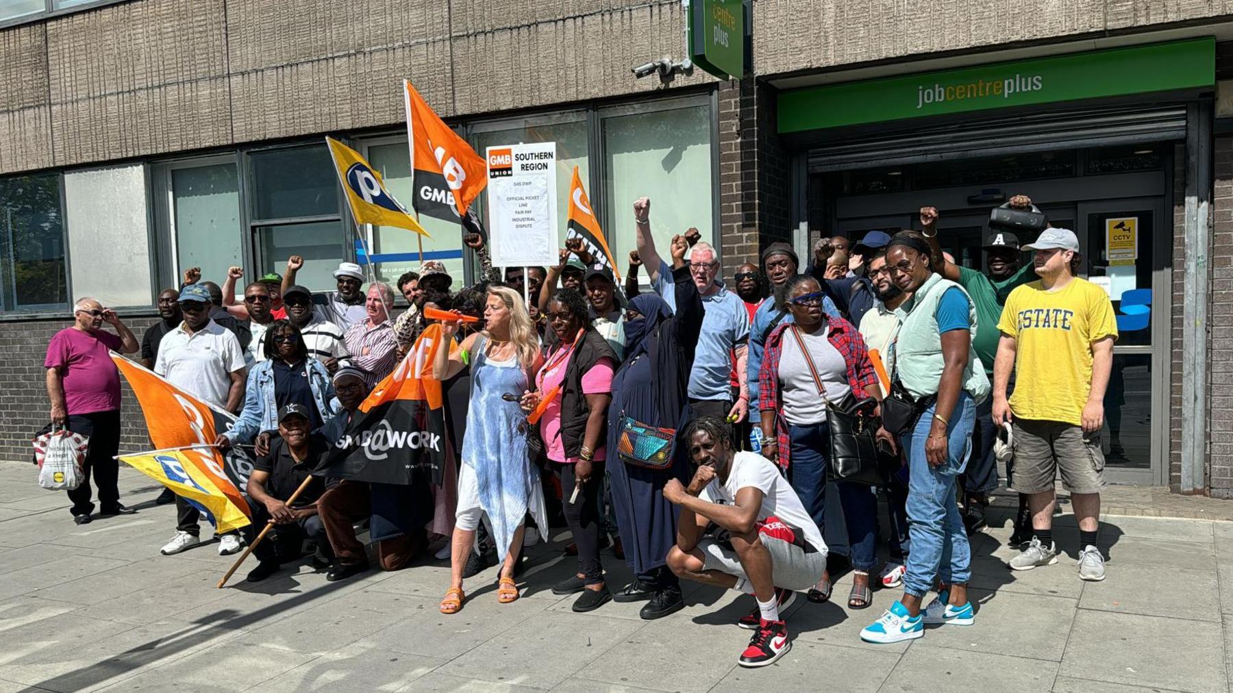 GMB Union members on strike