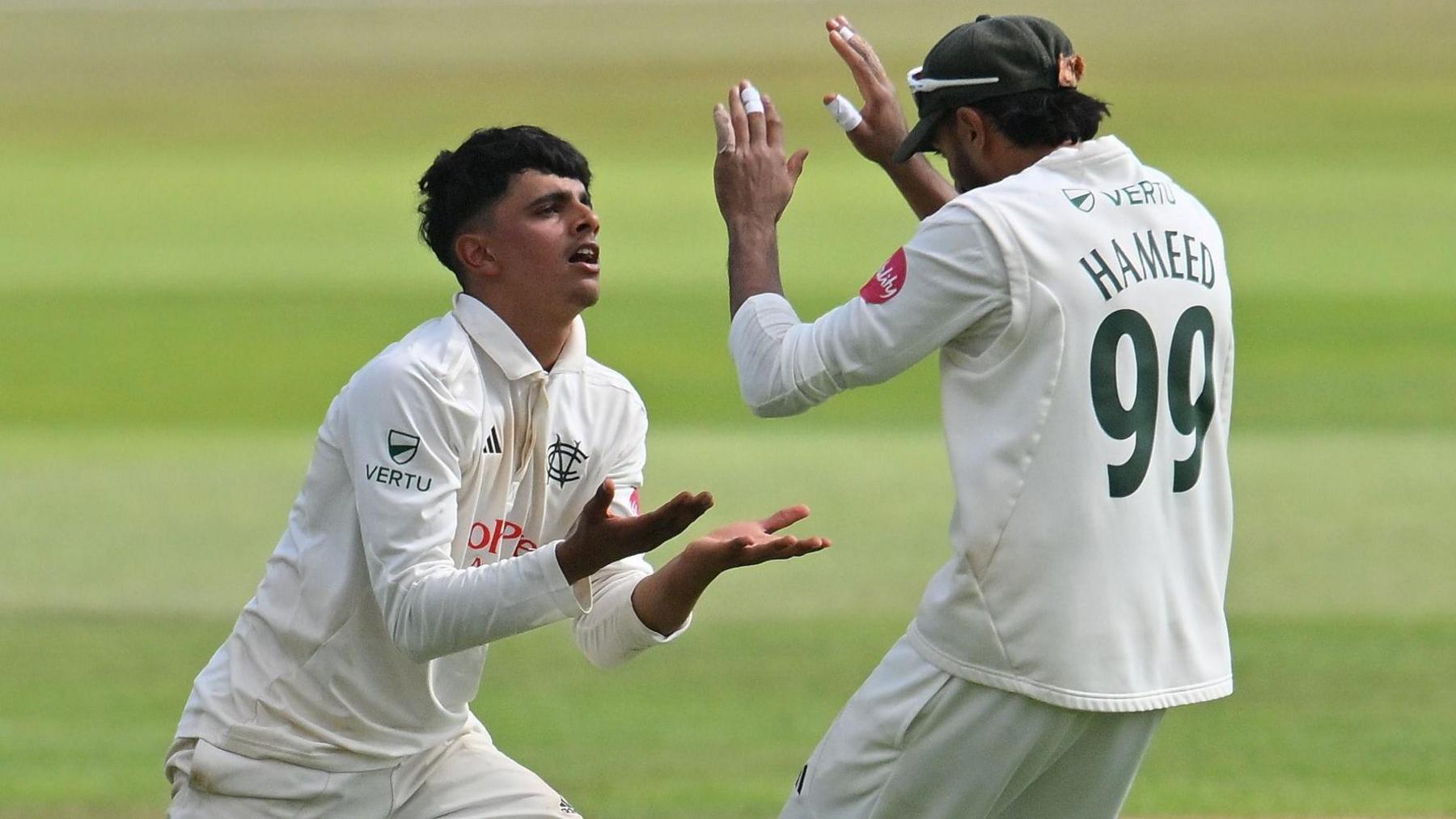 Farhan Ahmed takes a wicket