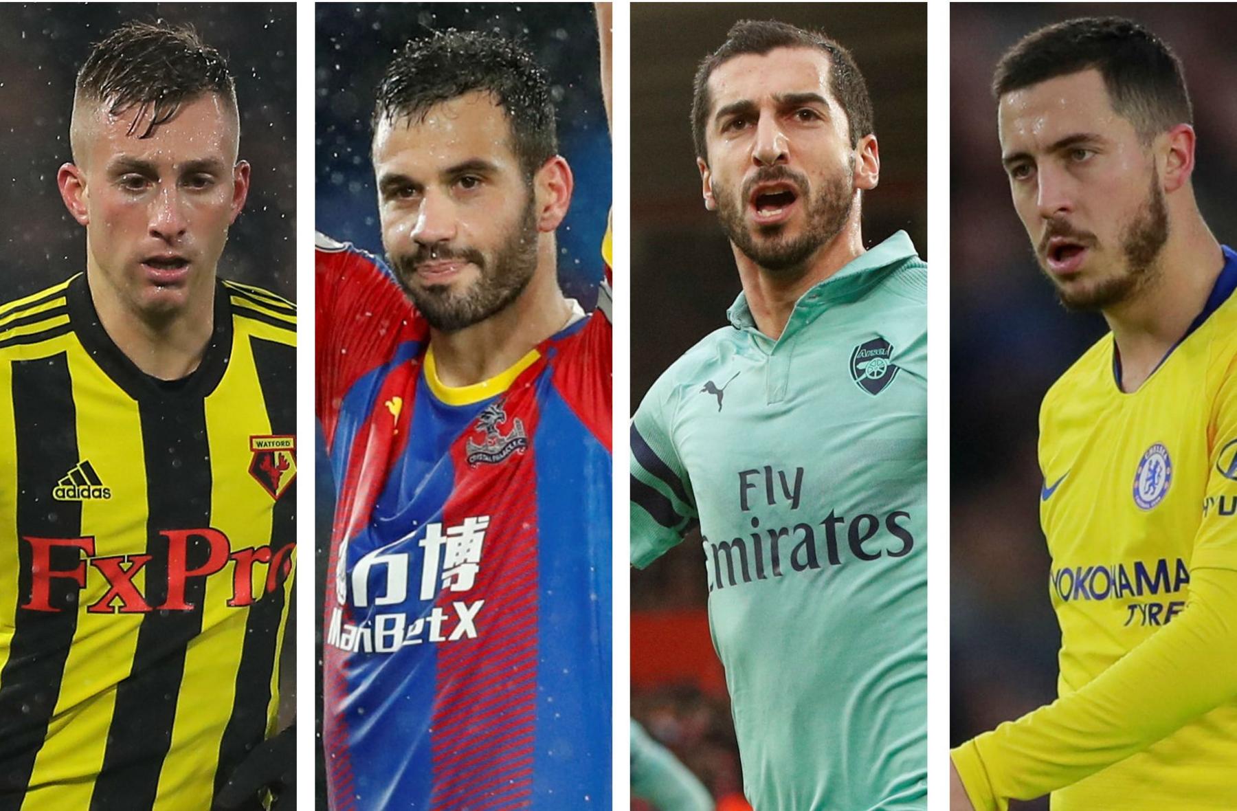 Gerard Deulofeu (Watford), Luka Milivojevic (Crystal Palace), Henrikh Mkhitaryan (Arsenal), Eden Hazard (Chelsea)