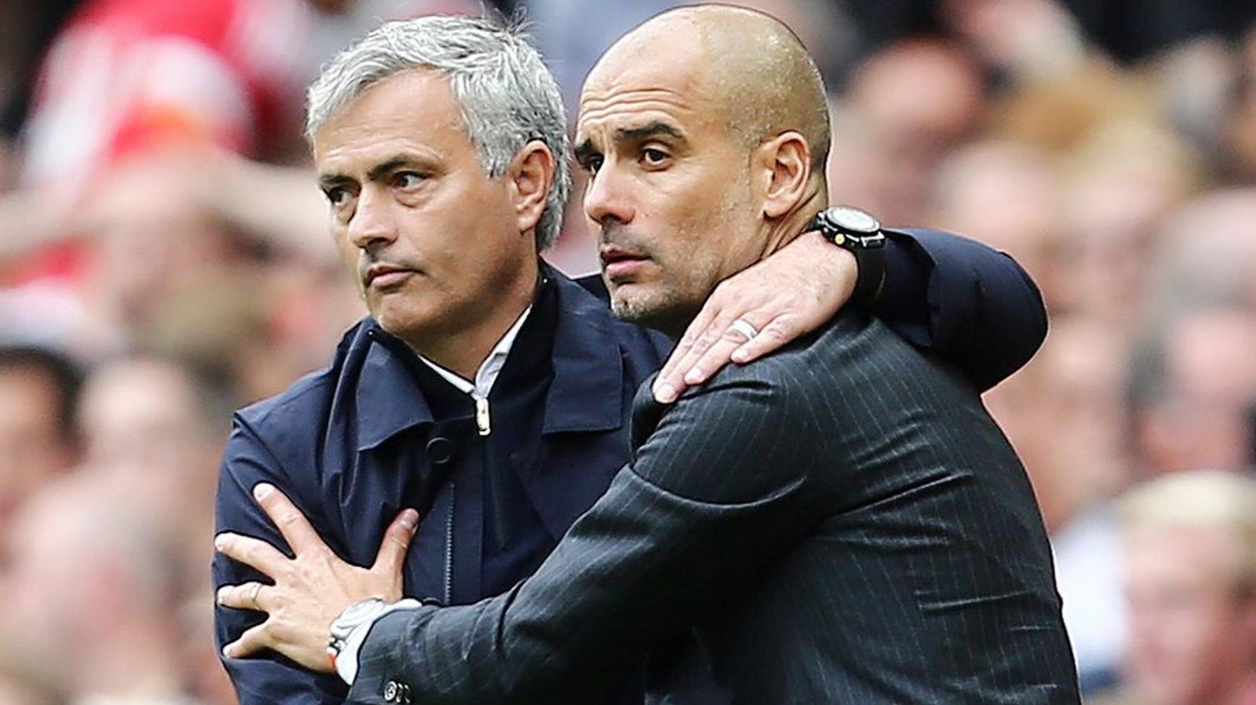 Man Utd manager Jose Mourinho and Man City boss Pep Guardiola