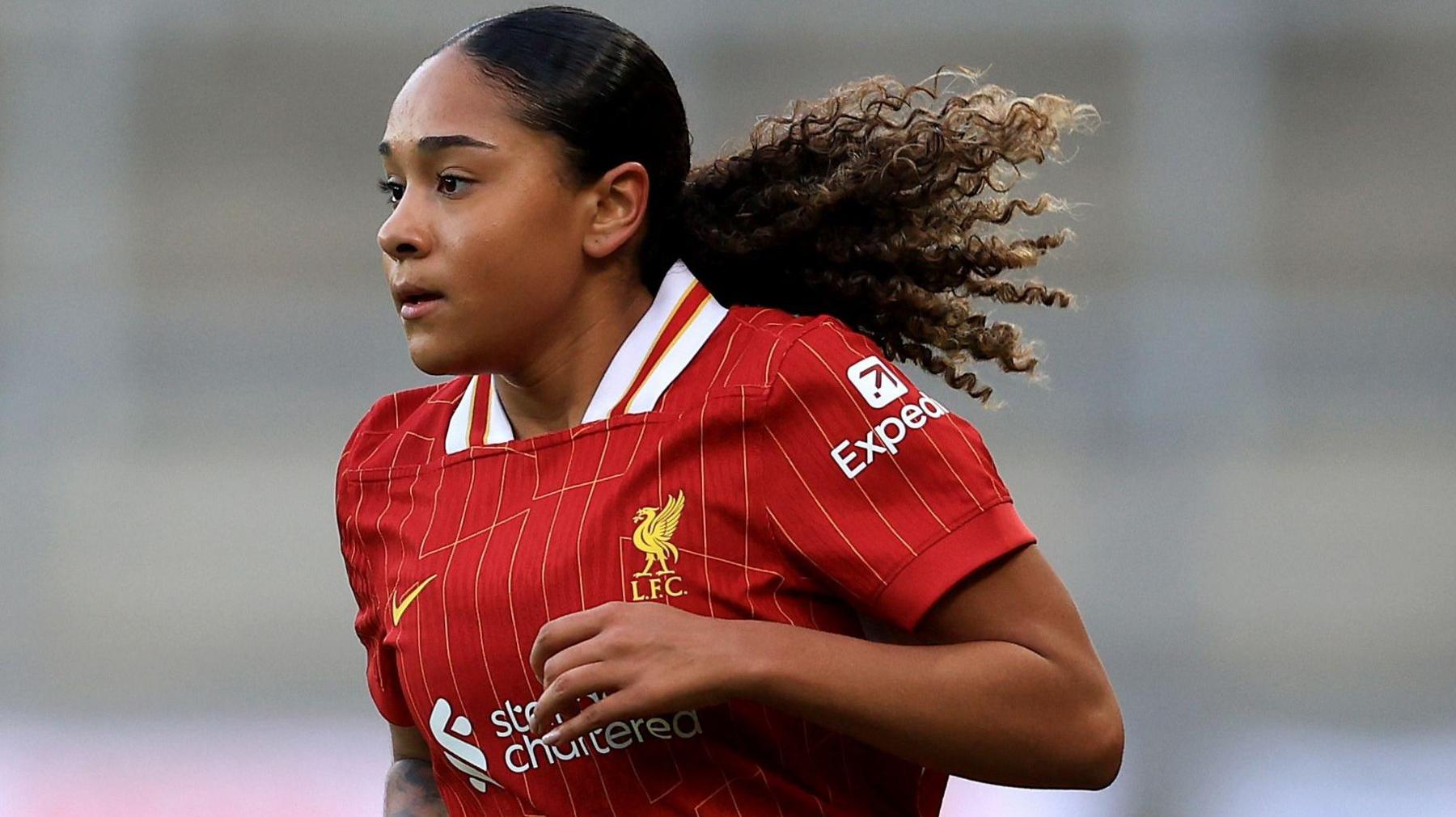Olivia Smith playing for Liverpool