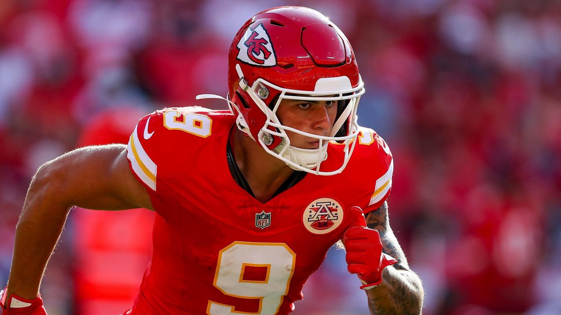 Louis Rees-Zammit in action for the Kansas City Chiefs in preseason.