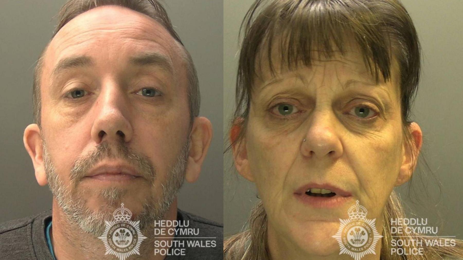 Headshot photograph of Tracy Turner(right) and Stuart Compton(left). Stuart has a grey beard, blue eyes and a receding hairline. Tracy has a brown fringe and blue eyes.