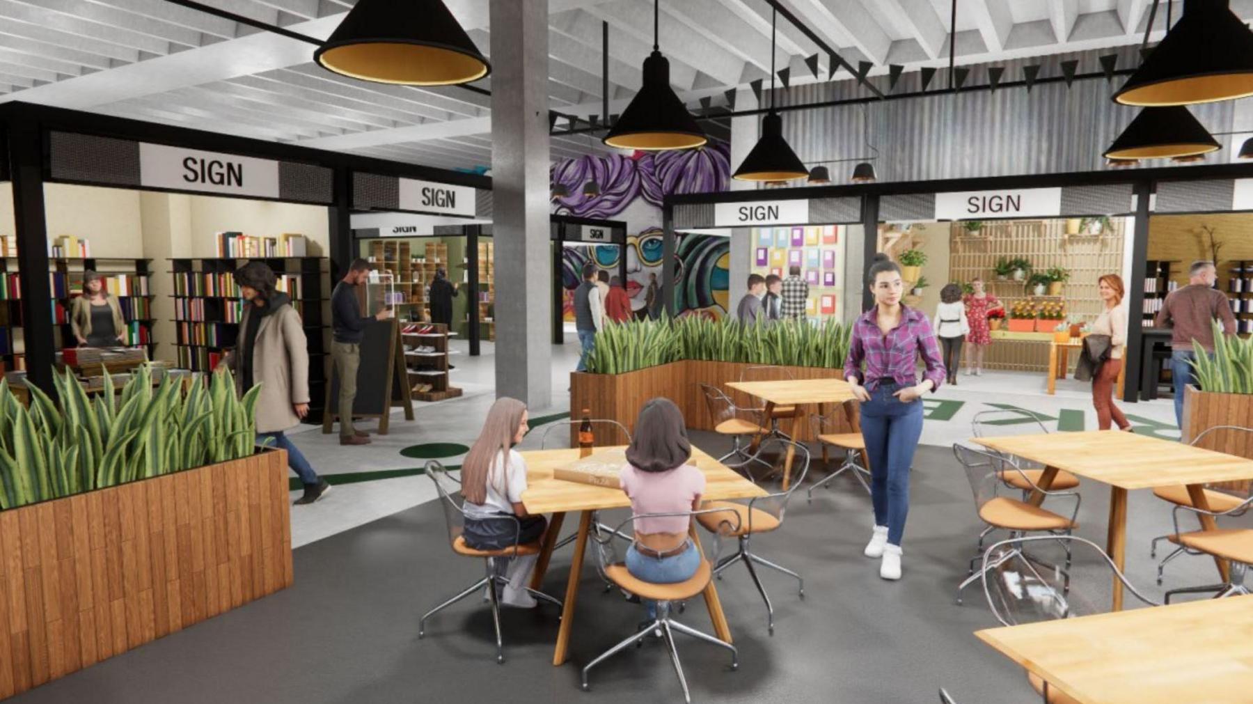 Artist's impression of how interior of Birkenhead Market could look