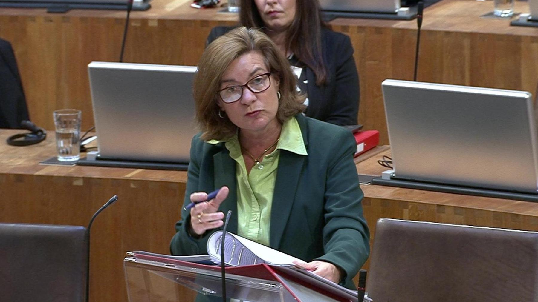 Eluned Morgan answering questions in the Senedd chamber on Tuesday