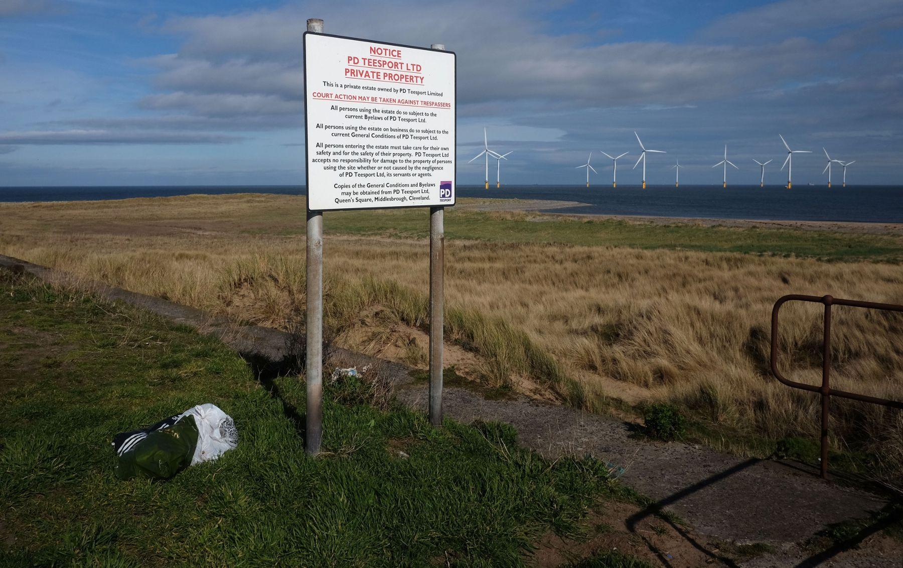 A view of the coast from the car park at South Gare, near Redcar. 