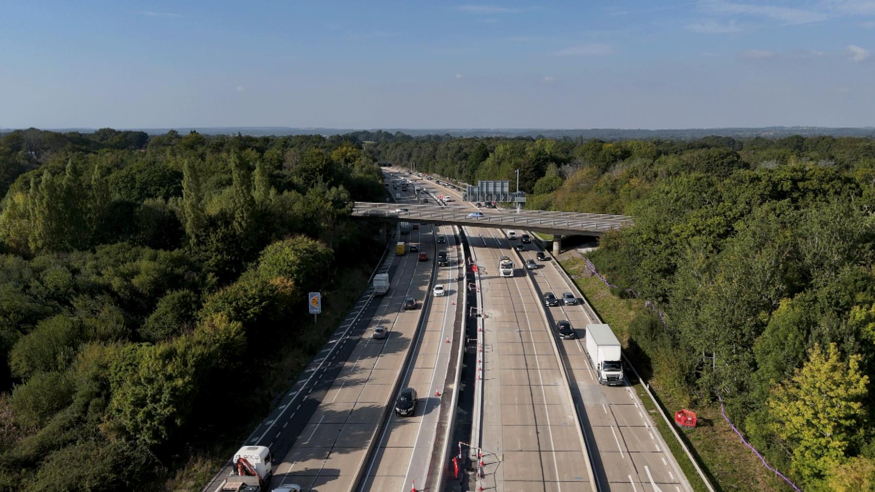 The motorway from above near Hedge End, as it looks covered in concrete