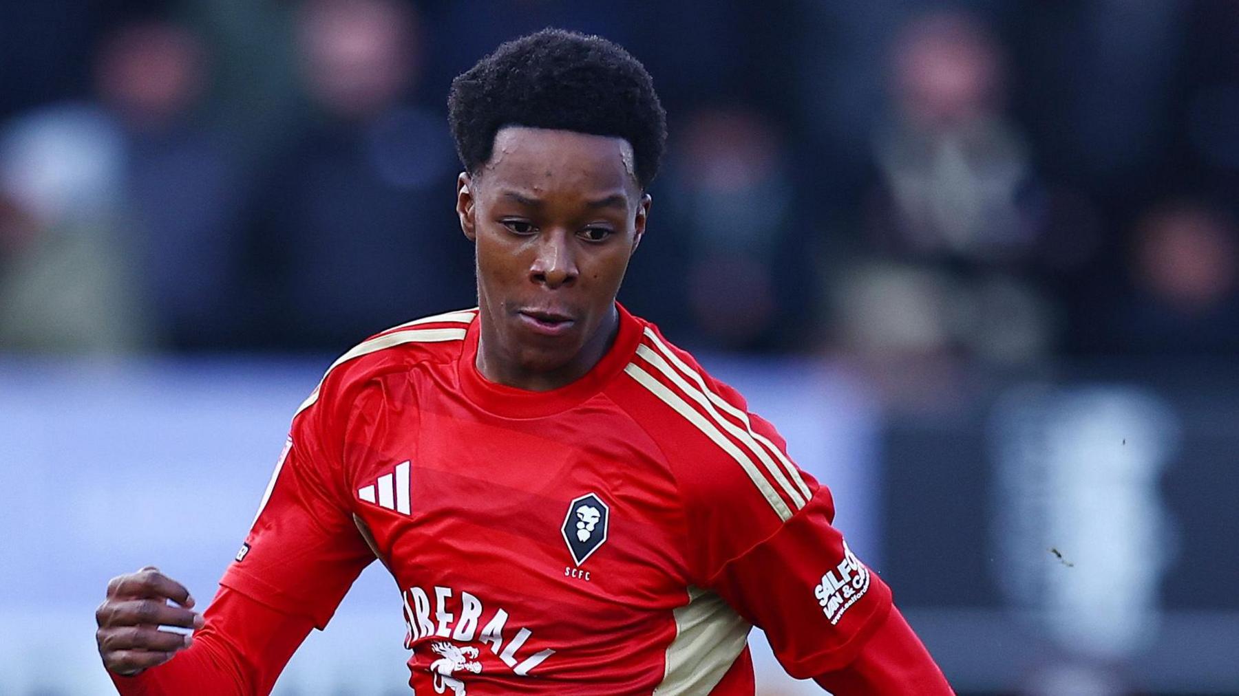 Kallum Cesay in action for Salford City