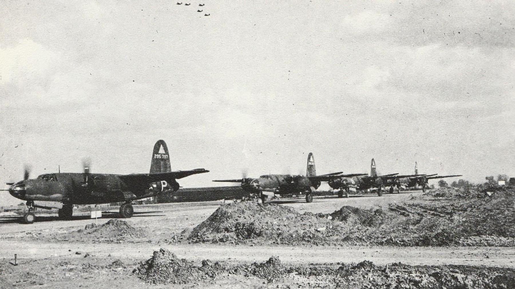 B-26 Marauders queuing ahead of take-off.